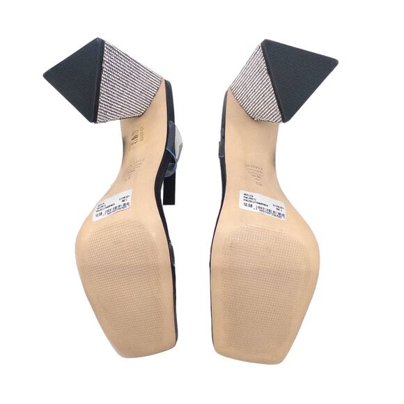 Schutz Ariellen Black Crystal Embellished Triangle Heel Vinyl Sandals 10.5 - Picture 5 of 7